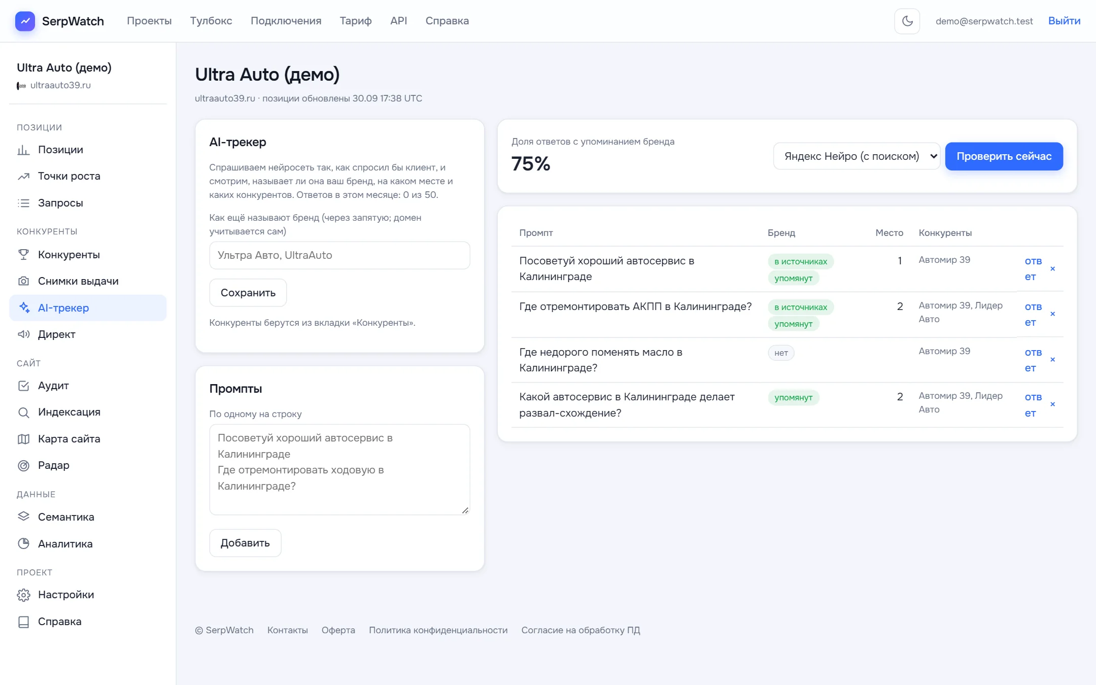 AI-трекер в SerpWatch